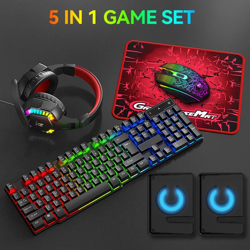 5-in-1 Set Gaming Combo Keyboa - Gaming Keyboard Mouse Set ulasan dan harga