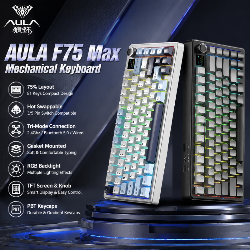 AULA F75 Max Mechanical Keyboa - Gaming Keyboard Nearby ulasan dan harga